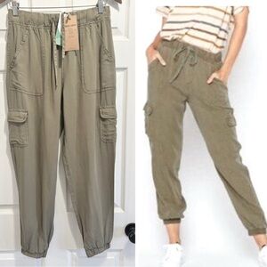 NWT Thread & Supply Cargo Joggers Olive Green Tencel Pants Size Small NEW
